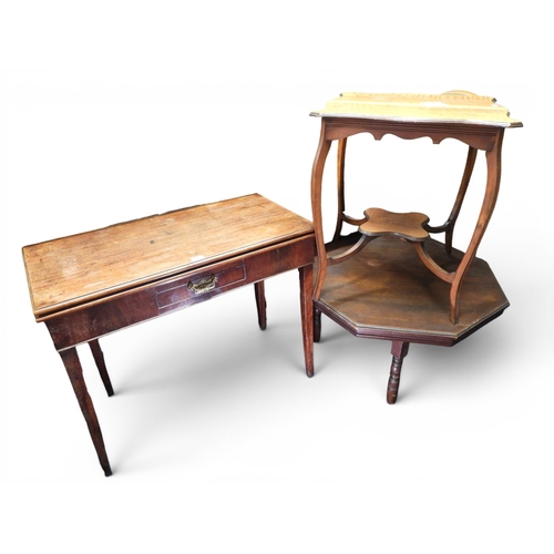 9 - A mixed lot to include a late 19th century mahogany single drawer fold over tea table, 74cm high x 9... 