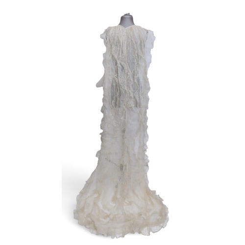 8019 - A 1930s pink silk satin evening dress with applied velvet flower corsage to the waist and a purple v... 