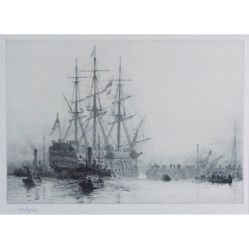 2989 - WILLIAM LIONEL WYLLIE RA (BRITISH 1851-1931)THE VICTORY'S LAST JOURNEYEtching, signed in pencil, 21.... 