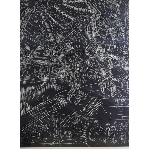 2991 - ADRIAN WISZNIEWSKI RSA (SCOTTISH B.1958)CHEZ NOUSWoodcut, signed inscribed no.9/25, diptych, each sh... 