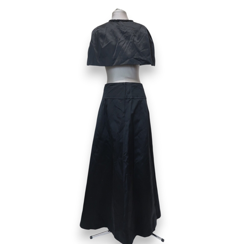 8012 - 1950's and 60's ladieswear comprising a black moiré full-length double breasted cape, a coordinated ... 