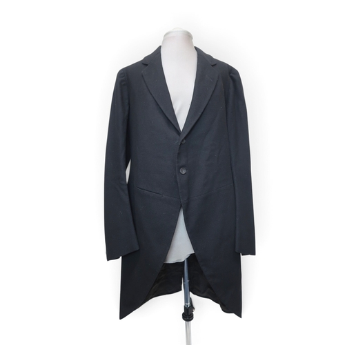 8021 - A black tailcoat by Henry Poole & Co. Saville Row and a Rodex Skye Tweed coat (2)black tailcoat:... 