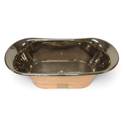2000 - A CONTEMPORARY COPPERSMITH CREATIONS ROLLTOP BATHTUB copper body with nickel plated interior with ca... 