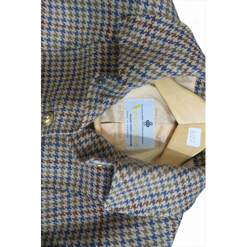 8027 - A houndstooth check Aquascutum jacket with gold coloured buttons, a pale blue Aquascutum short coat,... 