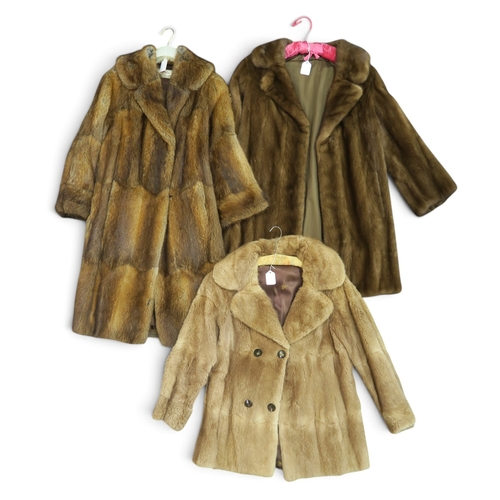 8035 - A double breasted rabbit jacket and two fur coats (3)