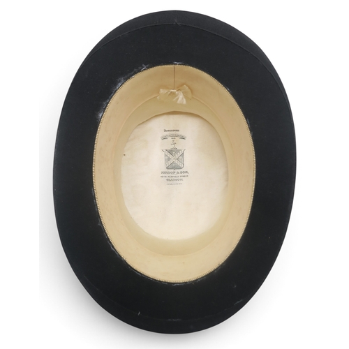 8048 - A Kirsop & Son of Glasgow silk top hat of medium proportions, measuring 19.3cm front-to-back int... 