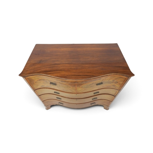 2011 - A LARGE 19TH CENTURY MAHOGANY AND SATINWOOD INLAID SERPENTINE FRONT SECRETAIRE CHEST OF DRAWERStop s... 