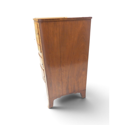 2011 - A LARGE 19TH CENTURY MAHOGANY AND SATINWOOD INLAID SERPENTINE FRONT SECRETAIRE CHEST OF DRAWERStop s... 