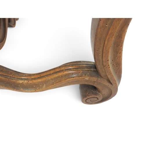 2018 - A 19TH CENTURY CONTINENTAL WALNUT FRAMED ARMCHAIR&nbsp;with floral upholstered back and seat flanked... 
