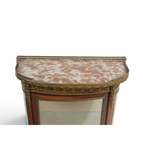 2022 - A 20TH CENTURY FRENCH WALNUT BRASS ORMOLU MOUNTED LOUIS XVI STYLE VITRINE DISPLAY CABINET&nbsp;with ... 