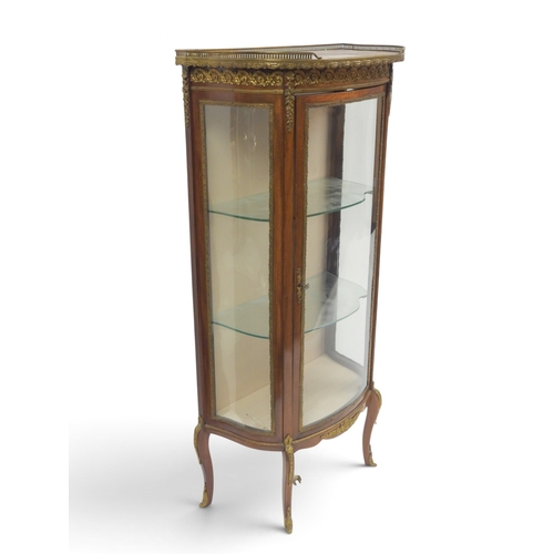 2022 - A 20TH CENTURY FRENCH WALNUT BRASS ORMOLU MOUNTED LOUIS XVI STYLE VITRINE DISPLAY CABINET&nbsp;with ... 