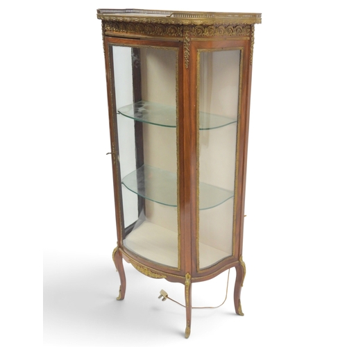 2022 - A 20TH CENTURY FRENCH WALNUT BRASS ORMOLU MOUNTED LOUIS XVI STYLE VITRINE DISPLAY CABINET&nbsp;with ... 