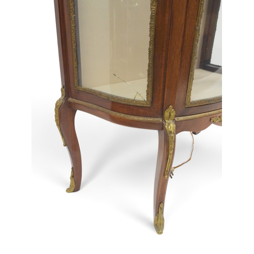 2022 - A 20TH CENTURY FRENCH WALNUT BRASS ORMOLU MOUNTED LOUIS XVI STYLE VITRINE DISPLAY CABINET&nbsp;with ... 