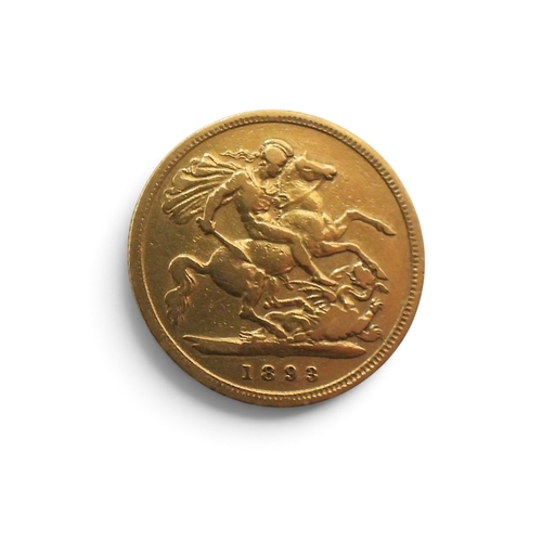 5007 - Victoria (1837-1901) ½ Sovereign 1893ObverseOlder crowned and veiled bust of Queen Victoria left, le... 