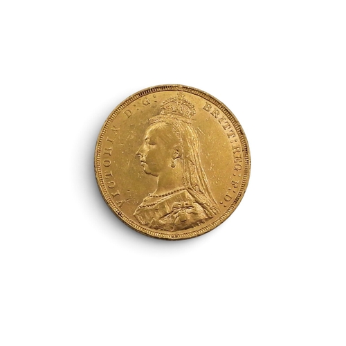 5009 - Victoria (1837-1901) 1 Sovereign 1891Obverse Older crowned and veiled bust of Queen Victoria left, l... 