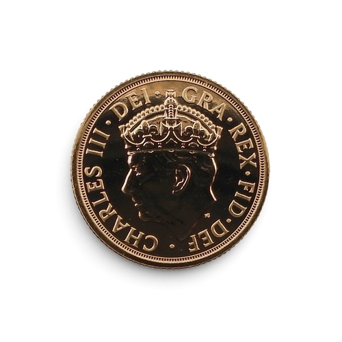 5010 - Charles III (2022-date) 1 Sovereign 2023 CoronationObverseCrowned portrait of King Charles III left,... 