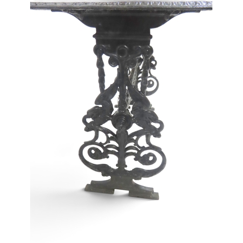 2025 - A 19TH CENTURY BLACK PAINTED CAST IRON CONSOLE/GARDEN TABLE (POSSIBLY CARRON IRON WORKS, FALKIRK)rec... 