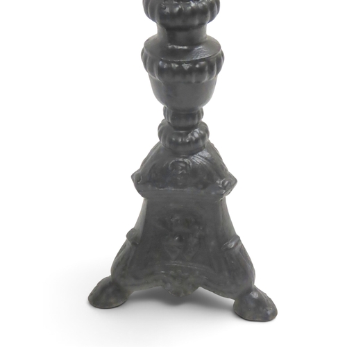 2027 - A 19TH CENTURY BLACK PAINTED CAST IRON PEDESTAL/JARDINIERE STAND (POSSIBLY CARRON IRON WORKS, FALKIR... 