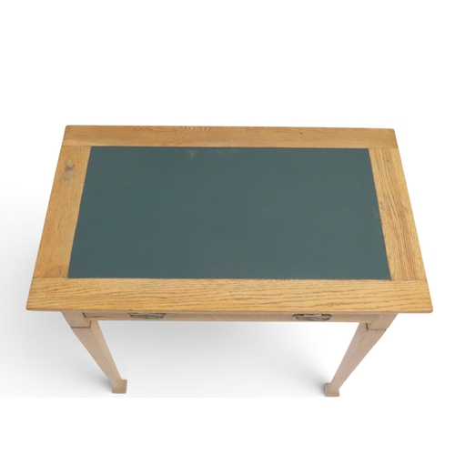 2036 - A SMALL LATE 19TH CENTURY OAK ARTS & CRAFTS LADIES WRITING DESKwith green skiver top over single... 