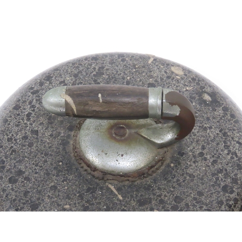 2040 - A PAIR OF LATE 19TH/EARLY 20TH CENTURY SCOTTISH AILSA CRAIG GRANITE CURLING STONESwith metal and woo... 