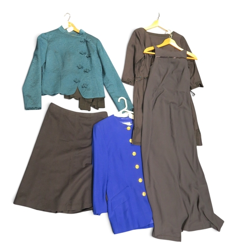 8029 - Vintage ladieswear comprising a Hobbs silk mandarin style quilted jacket with frog closures, a black... 
