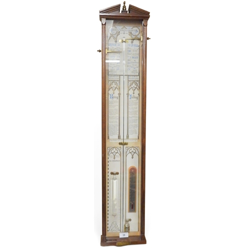 34 - A 20th century reproduction Admiral Fitzroy barometer/thermometer in mahogany case marked 1076/2000,... 