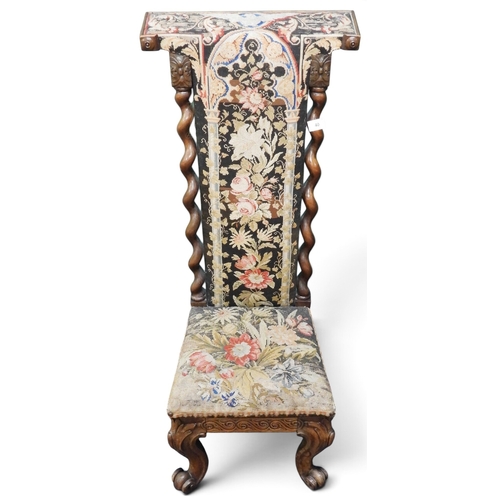 40 - A 19th century rosewood framed Prie Dieu (prayer) chair with elaborate needle point upholstered back... 