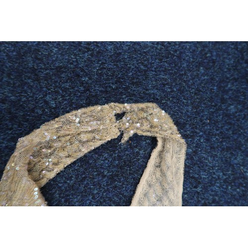 8011 - A 1930s mermaid dress embroidered with sequins in fish scale pattern with matching bolero and beltbu... 