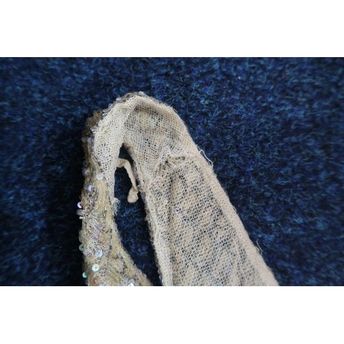 8011 - A 1930s mermaid dress embroidered with sequins in fish scale pattern with matching bolero and beltbu... 