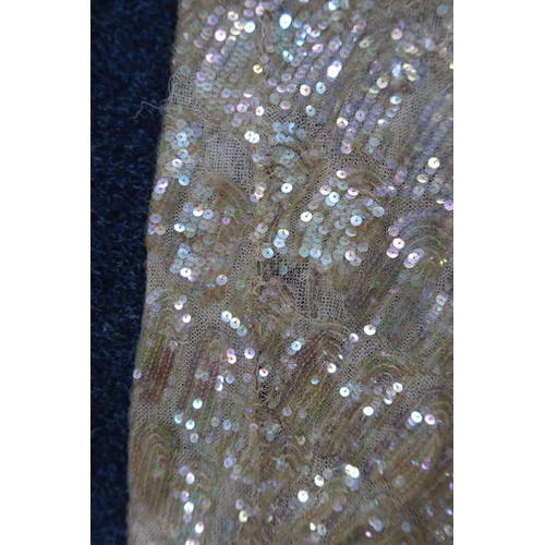 8011 - A 1930s mermaid dress embroidered with sequins in fish scale pattern with matching bolero and beltbu... 