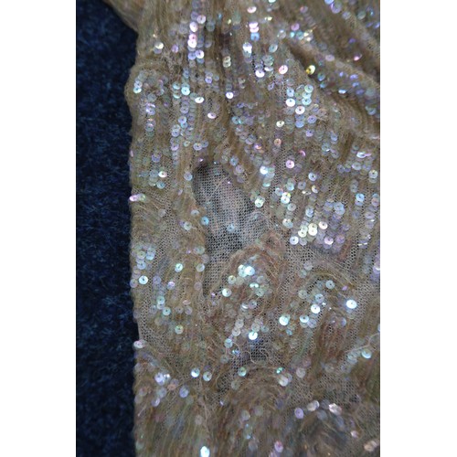 8011 - A 1930s mermaid dress embroidered with sequins in fish scale pattern with matching bolero and beltbu... 