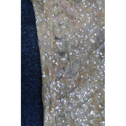 8011 - A 1930s mermaid dress embroidered with sequins in fish scale pattern with matching bolero and beltbu... 