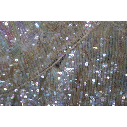 8011 - A 1930s mermaid dress embroidered with sequins in fish scale pattern with matching bolero and beltbu... 