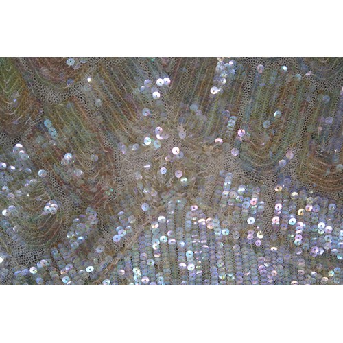 8011 - A 1930s mermaid dress embroidered with sequins in fish scale pattern with matching bolero and beltbu... 