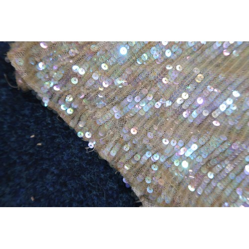 8011 - A 1930s mermaid dress embroidered with sequins in fish scale pattern with matching bolero and beltbu... 