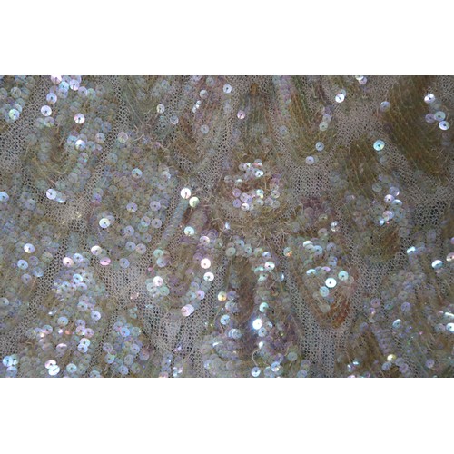 8011 - A 1930s mermaid dress embroidered with sequins in fish scale pattern with matching bolero and beltbu... 