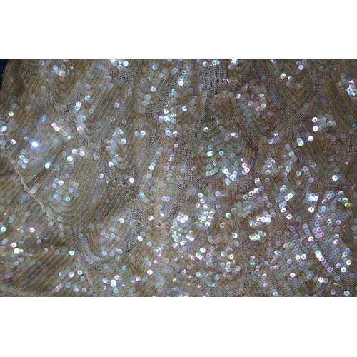 8011 - A 1930s mermaid dress embroidered with sequins in fish scale pattern with matching bolero and beltbu... 