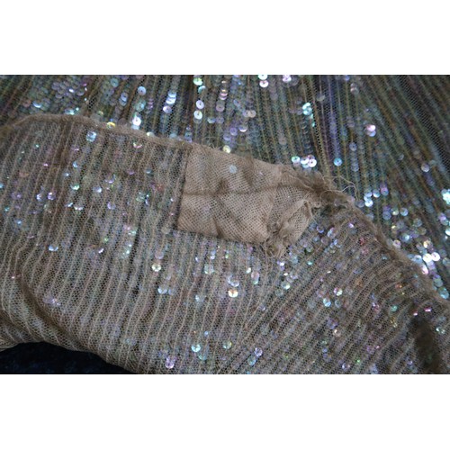 8011 - A 1930s mermaid dress embroidered with sequins in fish scale pattern with matching bolero and beltbu... 