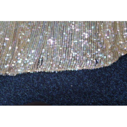 8011 - A 1930s mermaid dress embroidered with sequins in fish scale pattern with matching bolero and beltbu... 