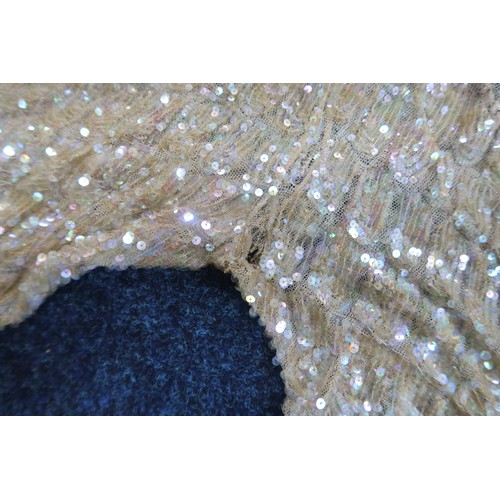 8011 - A 1930s mermaid dress embroidered with sequins in fish scale pattern with matching bolero and beltbu... 