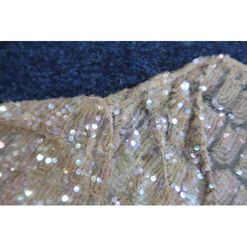 8011 - A 1930s mermaid dress embroidered with sequins in fish scale pattern with matching bolero and beltbu... 
