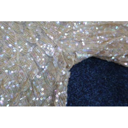8011 - A 1930s mermaid dress embroidered with sequins in fish scale pattern with matching bolero and beltbu... 