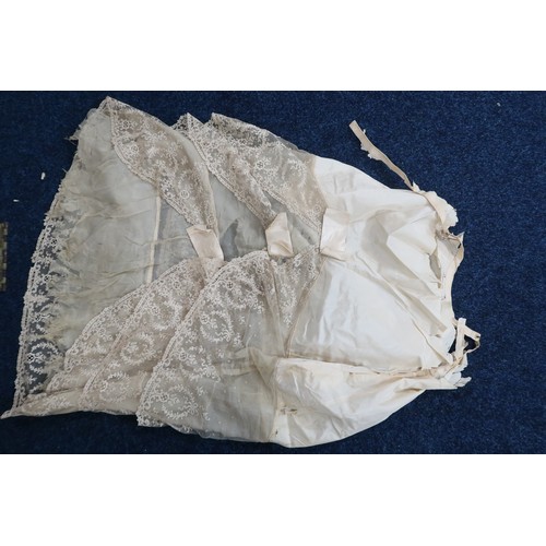 8017 - Vintage undergarments and nightwear comprising a yellow chiffon lace trimmed chemise and similar cam... 