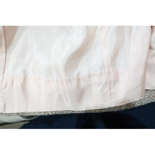 8058 - Vintage Aquascutum ladieswear comprising a light beige cashmere coat with matching belt and pink sat... 