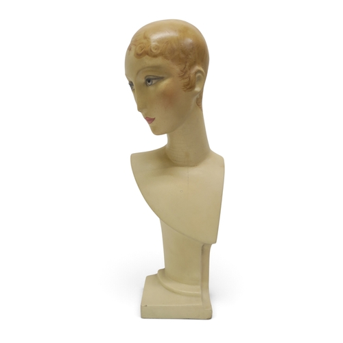 8008 - An art deco shop display mannequin bust of a lady 66cm in height