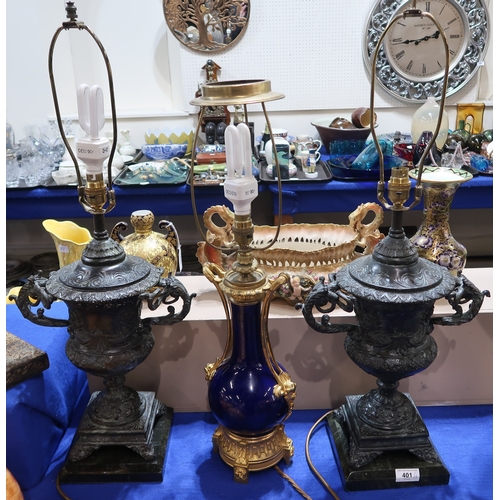 A pair of Maitland Smith table lamps of classical design, together with ...