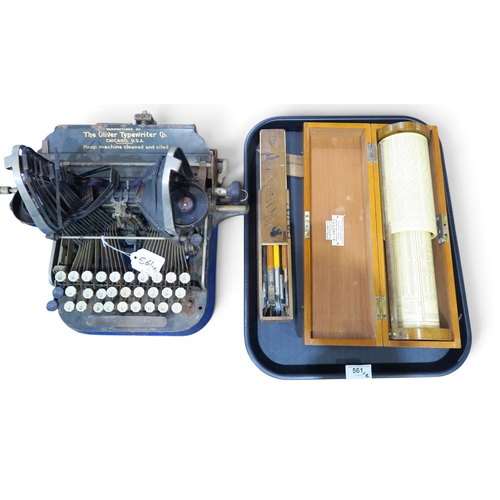 An Oliver No. 3 Standard Visible typewriter, a cased Stanley Fuller ...