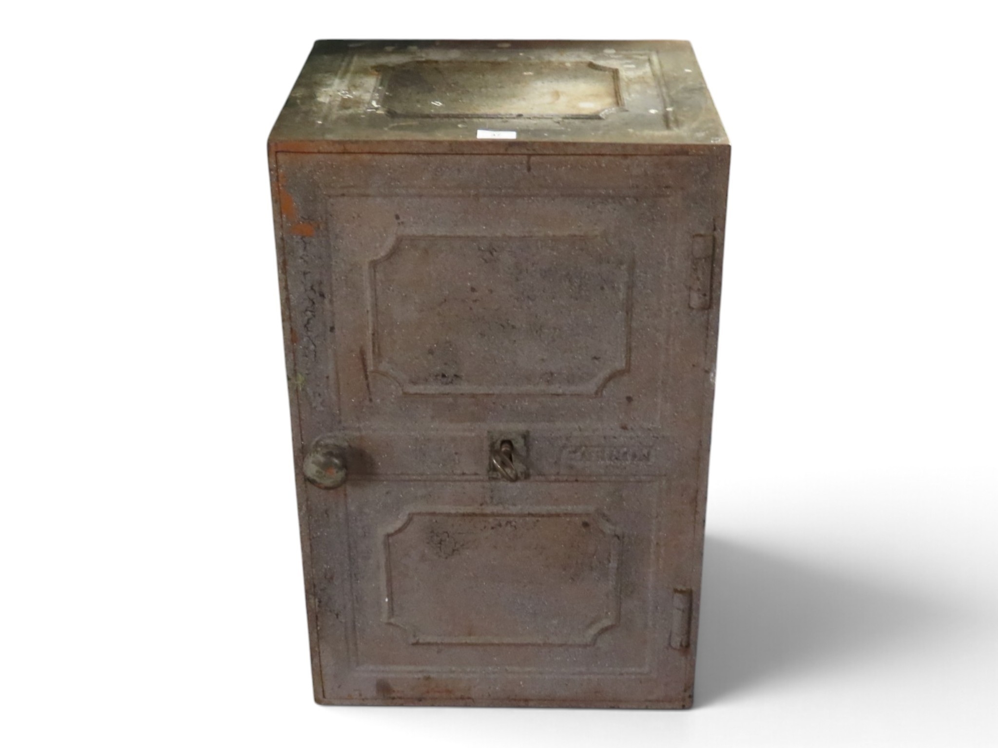 A 19th century Scottish Carron iron works safe/lock box with faux ...