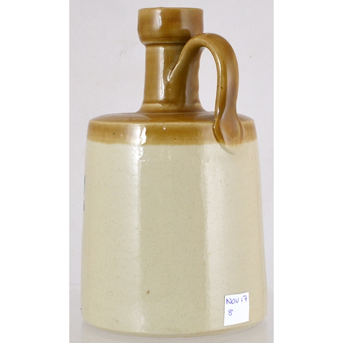 111 - THE RABBIE BURNS WHISKY JAR. (WG pg 211) 7.5ins tall, tan top lower off white glaze, rear handle. St... 