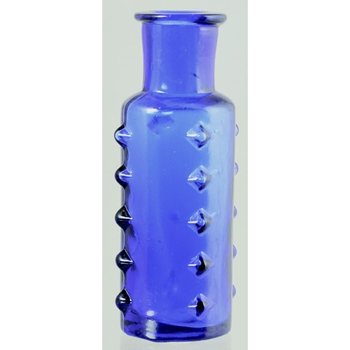 166 - L & T PATENT POISON BOTTLE. (DP pg 50) 2.75ins tall, cobalt blue glass. Raised moulded knobs all rou... 